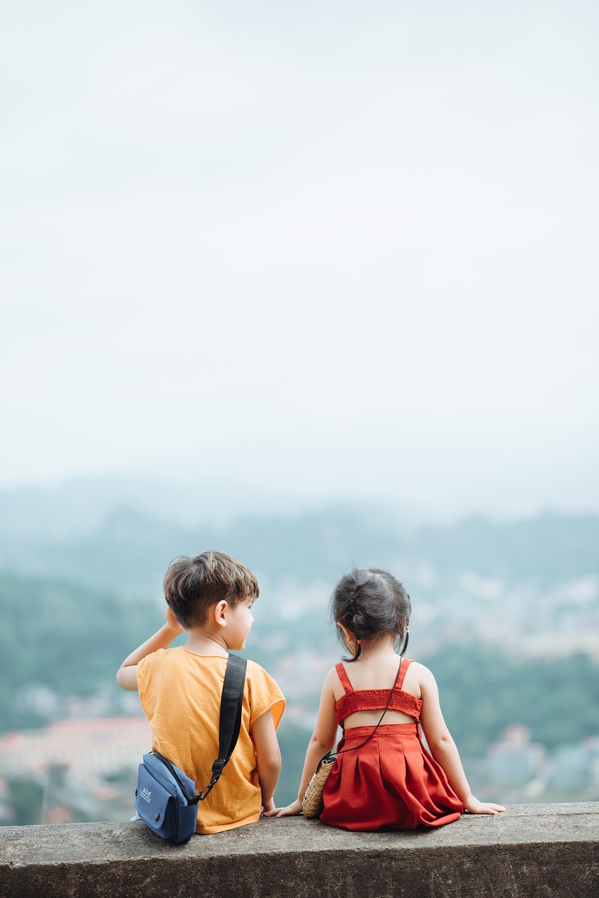 kids, clouds, nature, children, boy, girl, toddlers